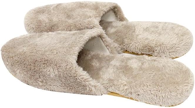 DAISO Unisex Backless Memory Foam Slippers - Fluffy Comfort - US 7-9, EU 40-43 - Brown - Image 2